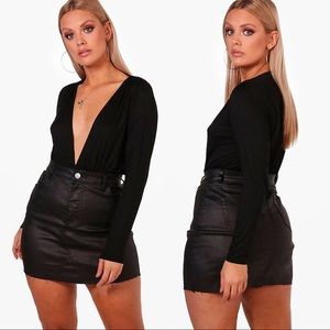 Boohoo| Plus Lottie Jersey Plunge Bodysuit